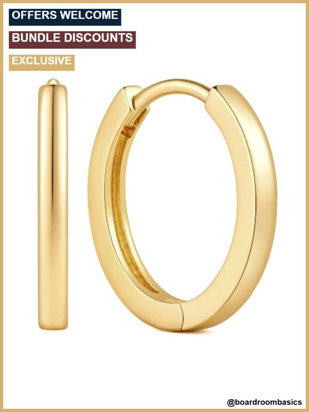 14K Gold Plated Geometric Hoop Earrings for Women Small Latch Back
